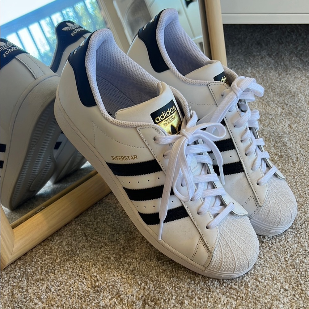 NWOT MENS Adidas Superstar White and Black Sneakers